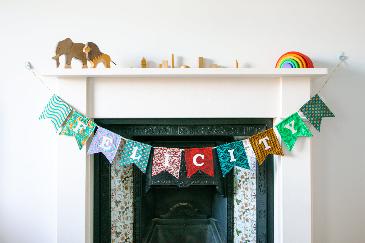 Recycled Sari Multicoloured Bunting with option to Personalise