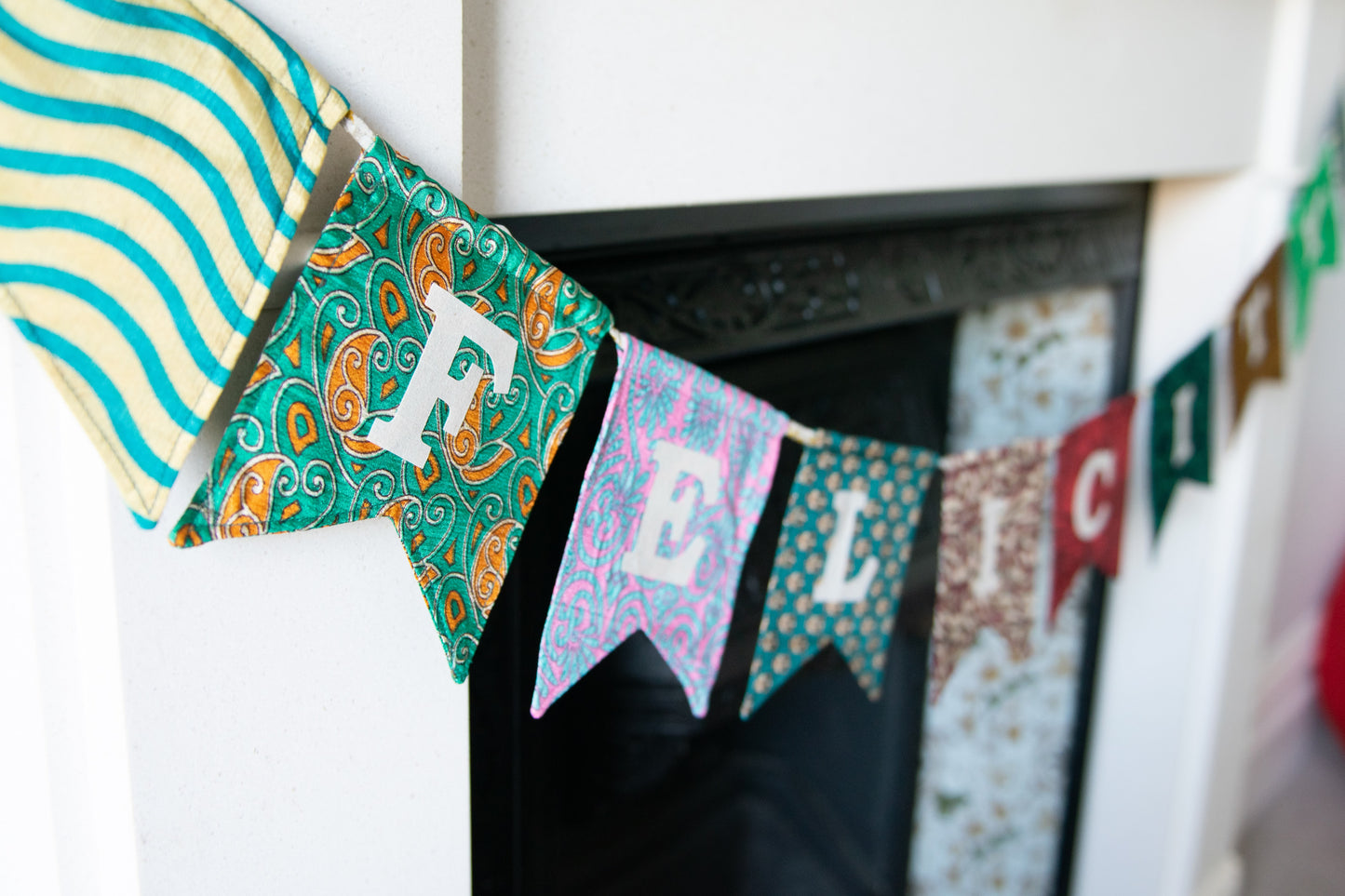 Recycled Sari Multicoloured Bunting with option to Personalise