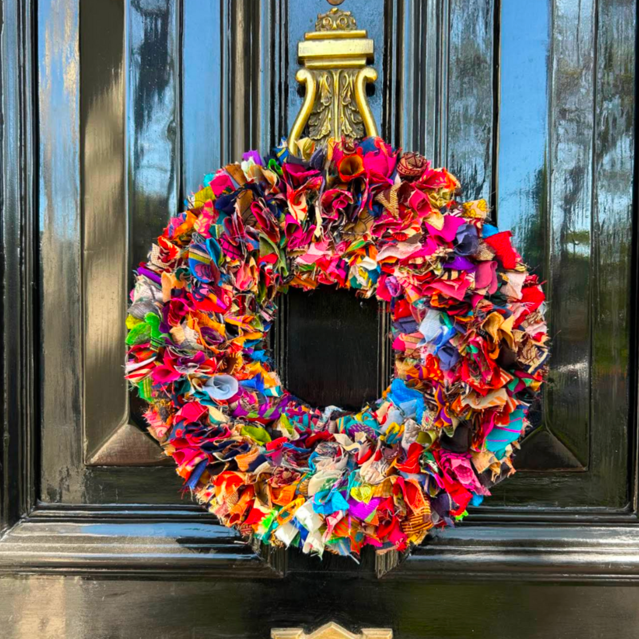 Handmade Upcycled Sari Rag Wreath