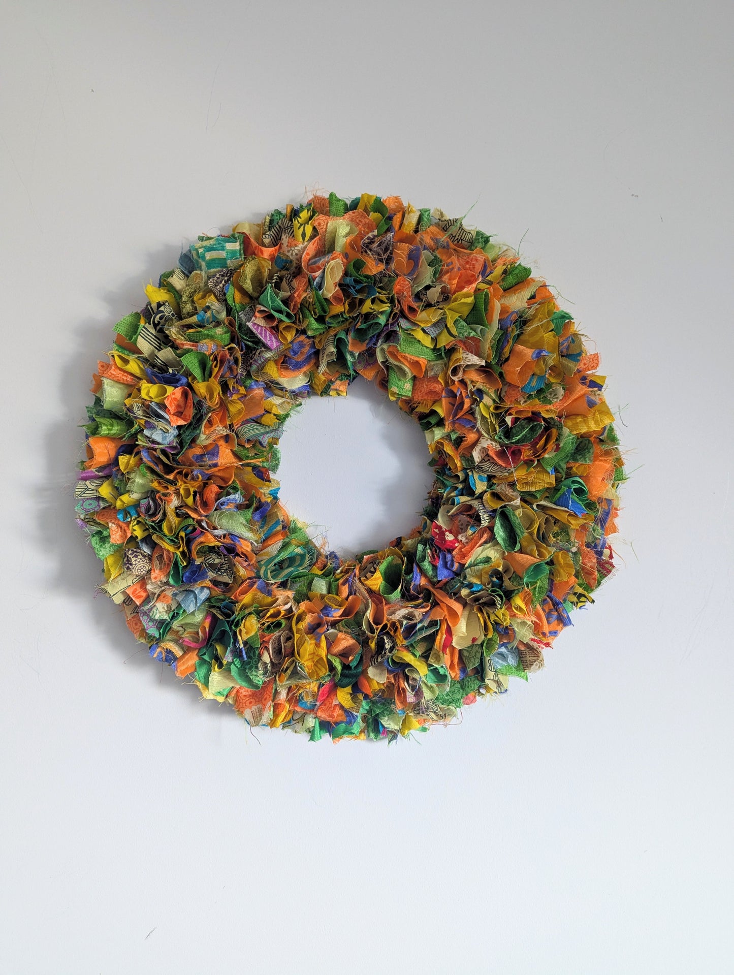 Handmade Upcycled Sari Rag Wreath