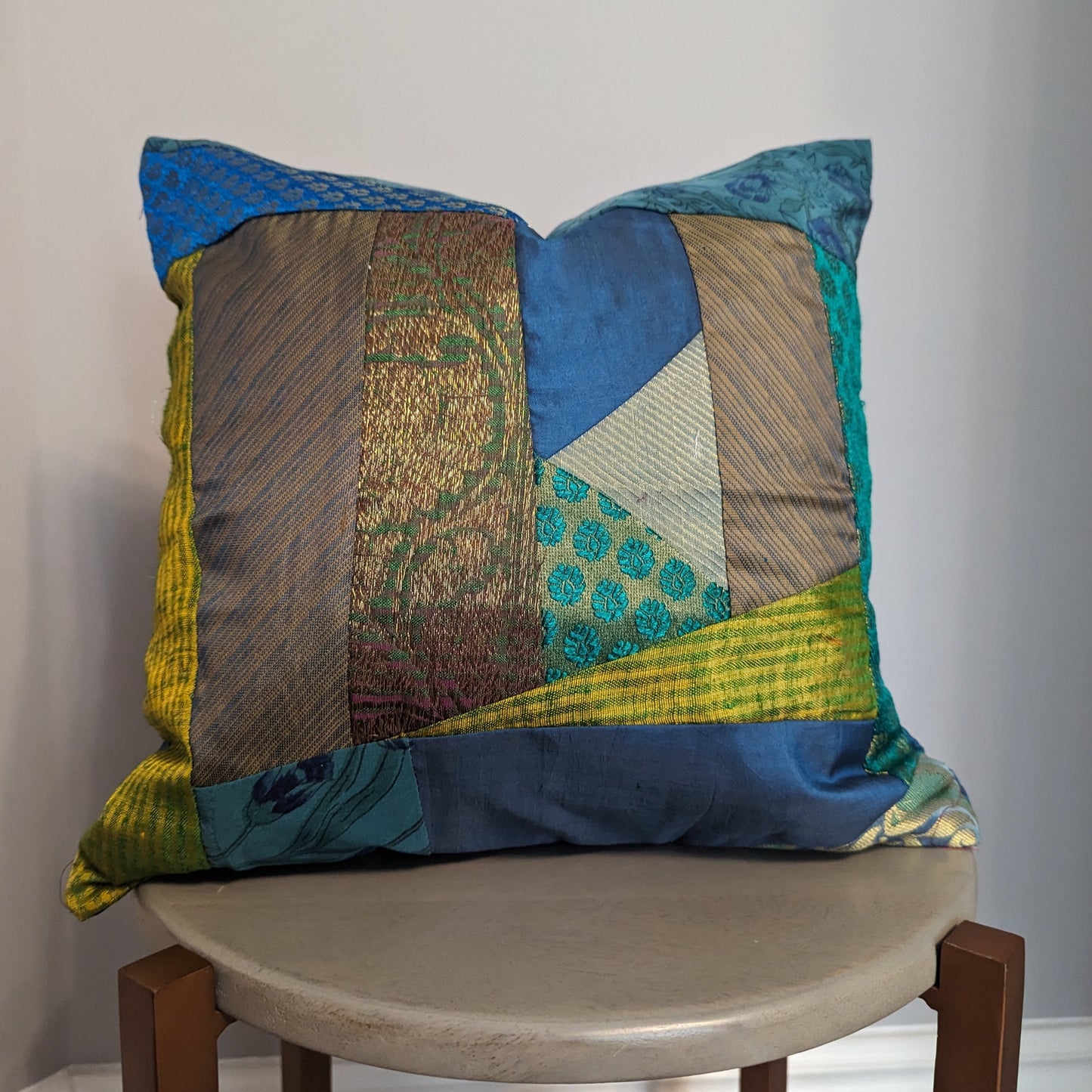 Upcycled Patchwork Sari Cushion 35 x 35cm