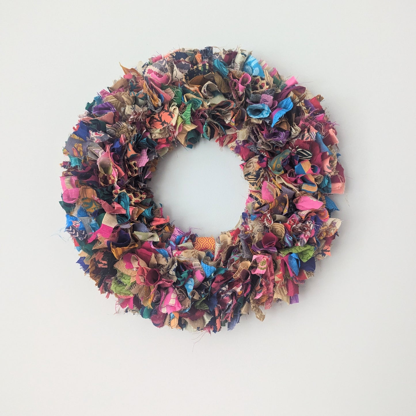 Handmade Upcycled Sari Rag Wreath