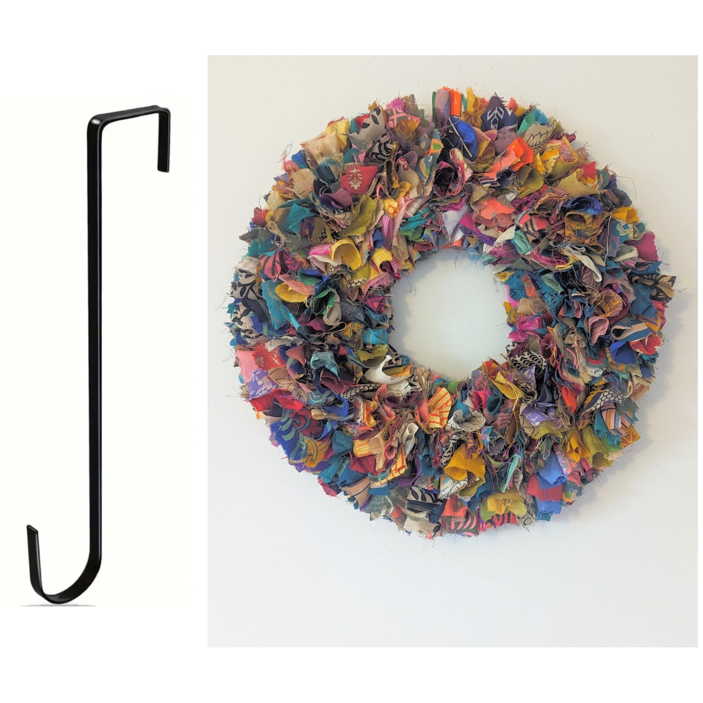Handmade Upcycled Sari Rag Wreath
