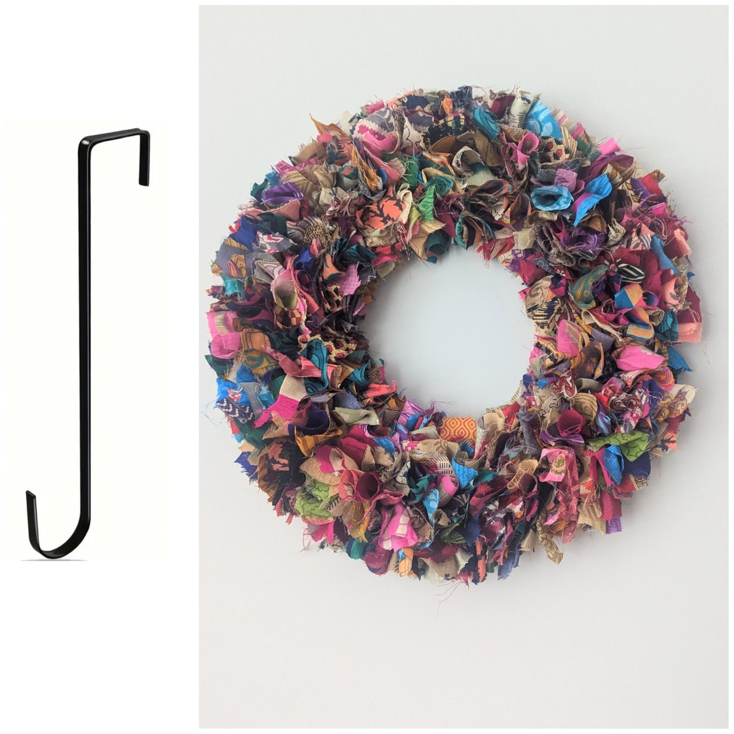 Handmade Upcycled Sari Rag Wreath