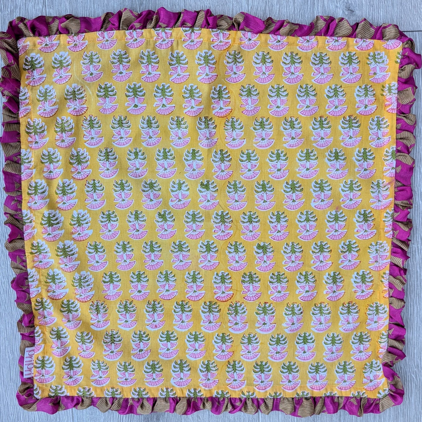 Block Print Napkins with Sari Border