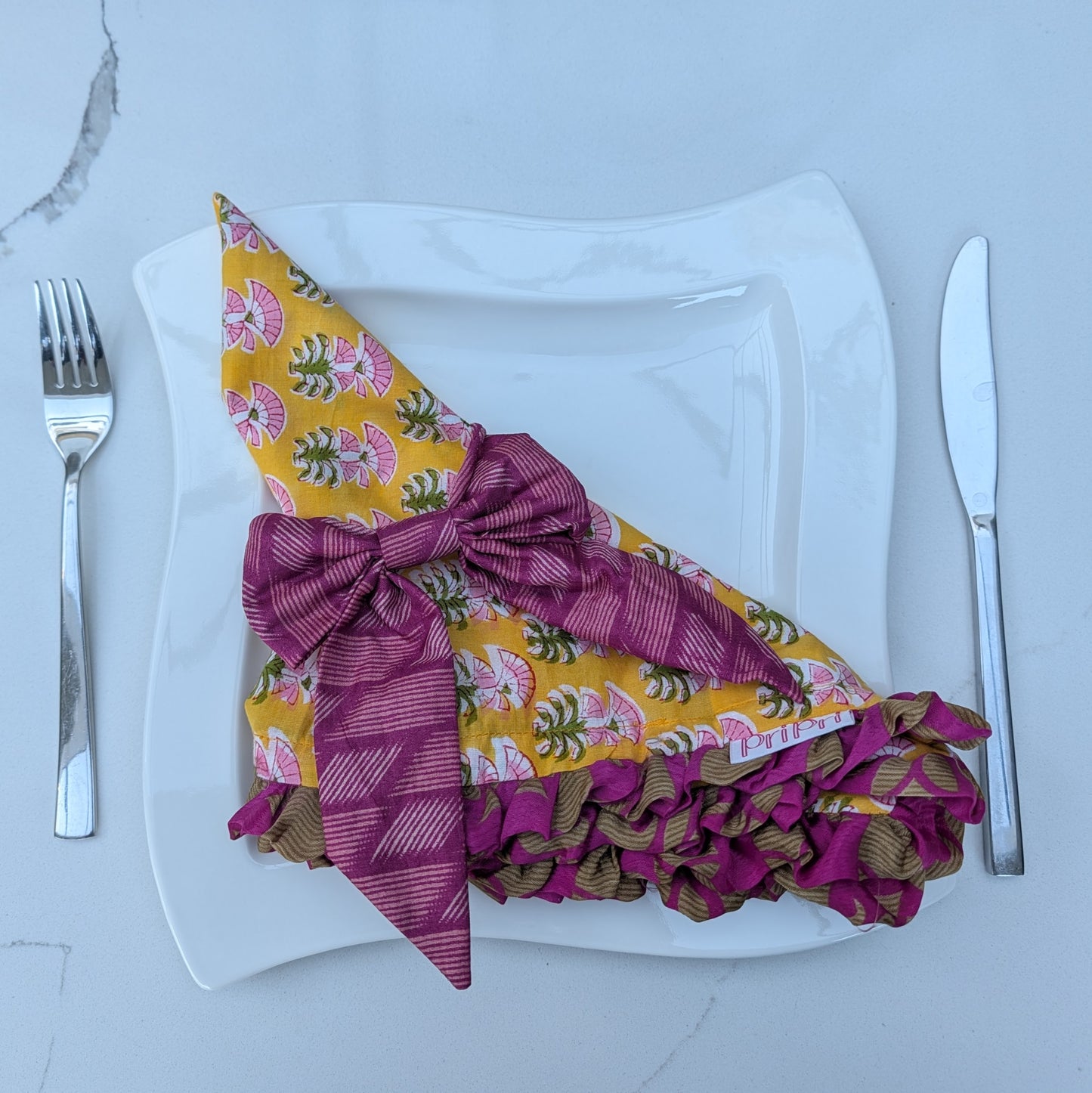 Block Print Napkins with Sari Border