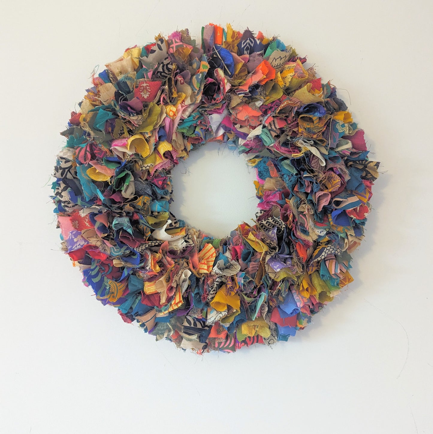 Handmade Upcycled Sari Rag Wreath