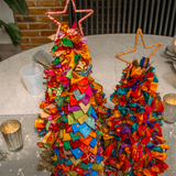 Tabletop Trees Patchwork and Knotted Saris | Upcycled