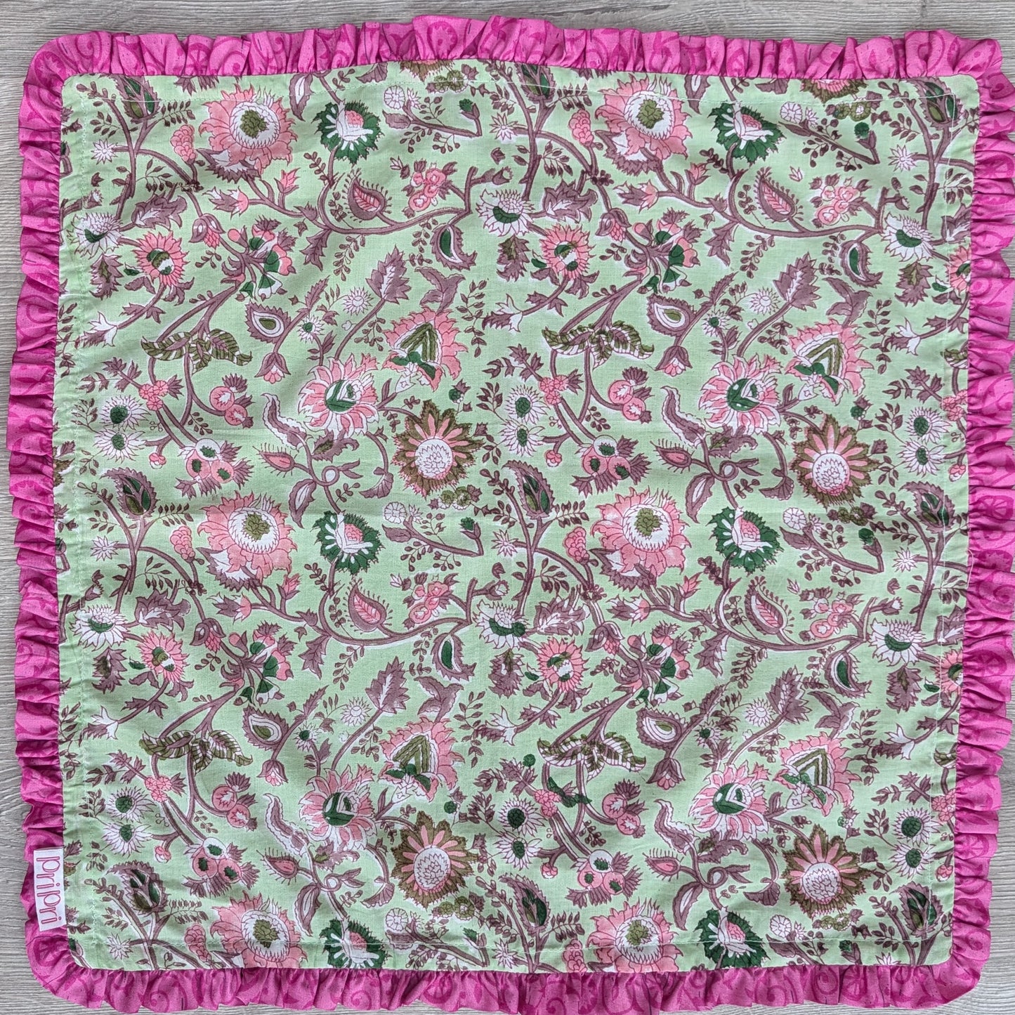 Block Print Napkins with Sari Border