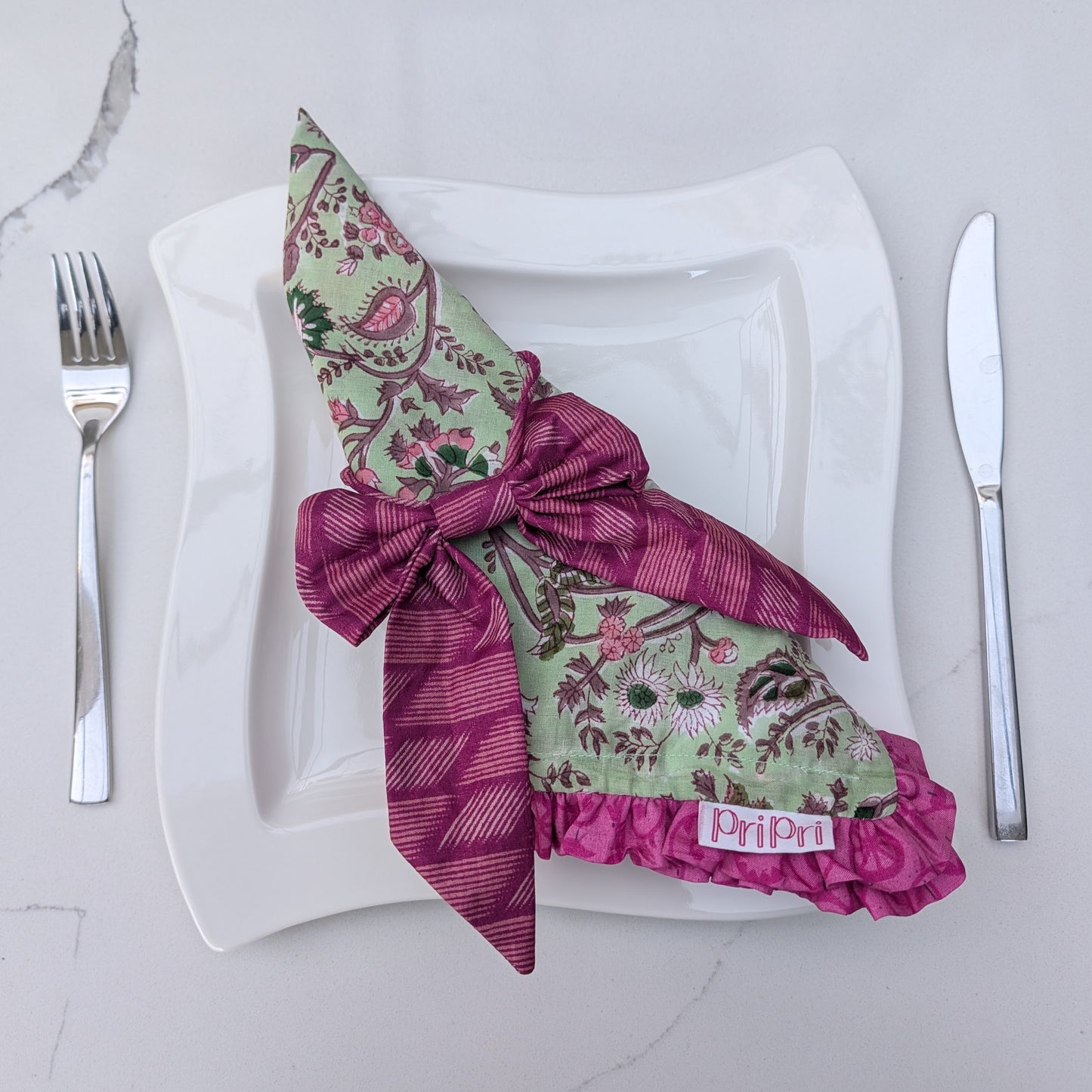 Block Print Napkins with Sari Border