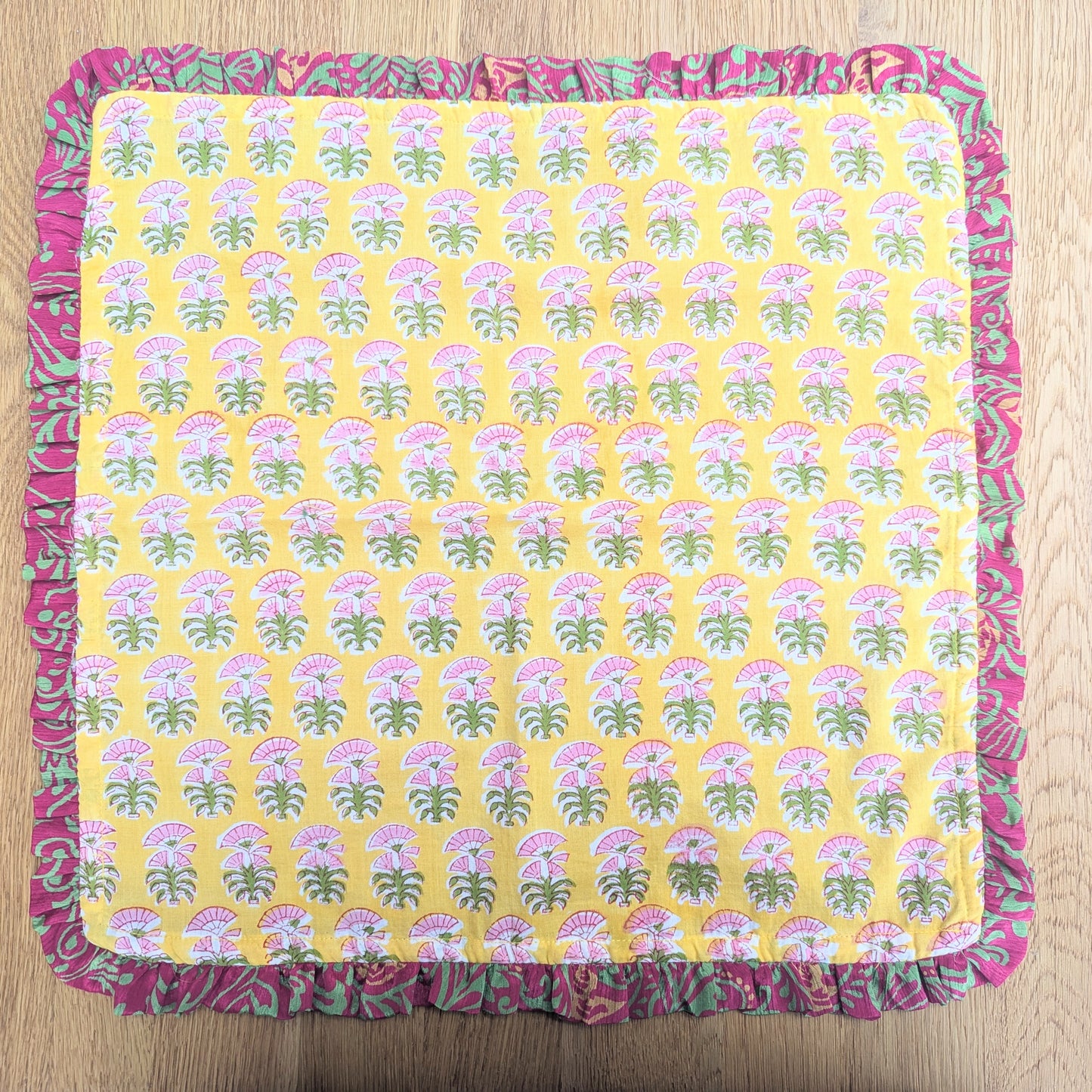 Block Print Napkins with Upcycled Sari Border