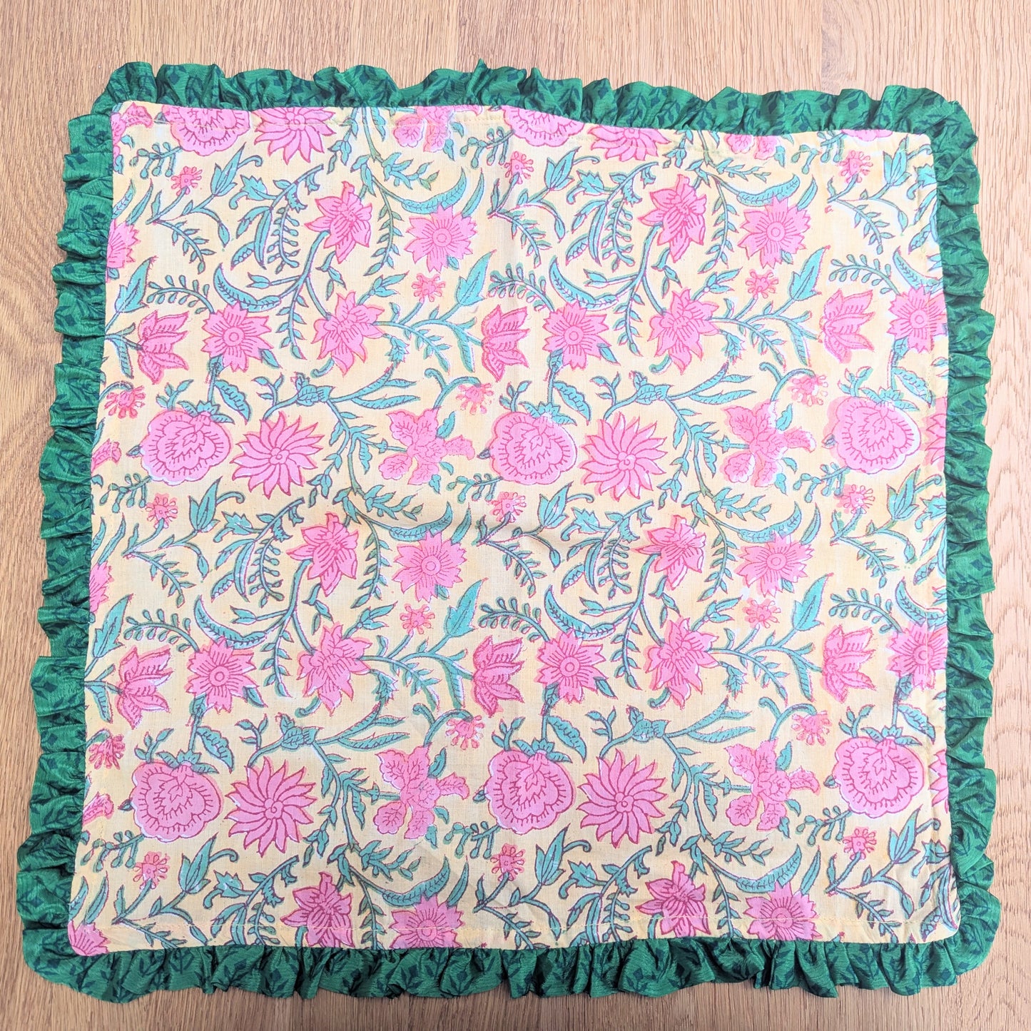 Block Print Napkins with Upcycled Sari Border