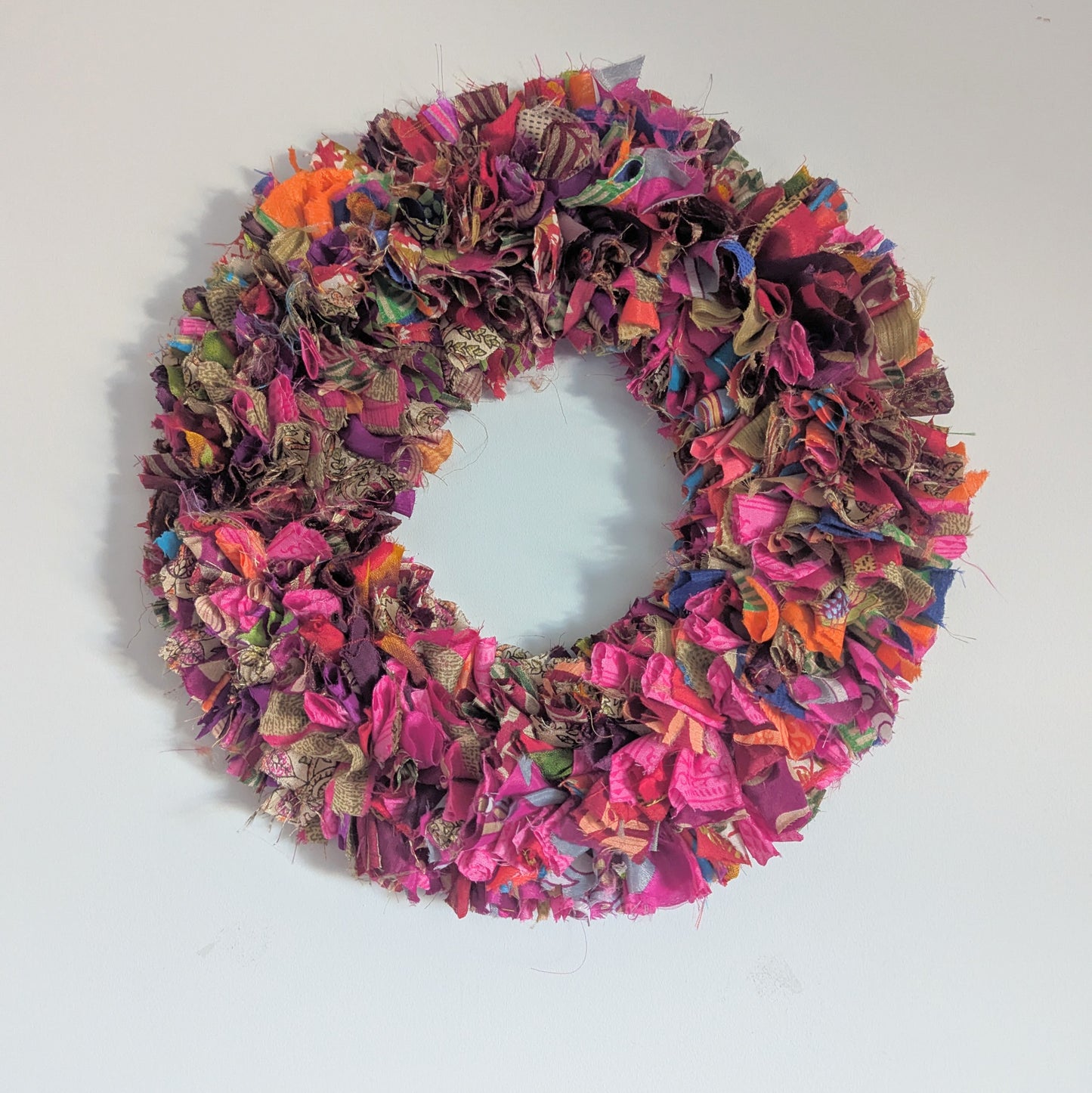 Handmade Upcycled Sari Rag Wreath