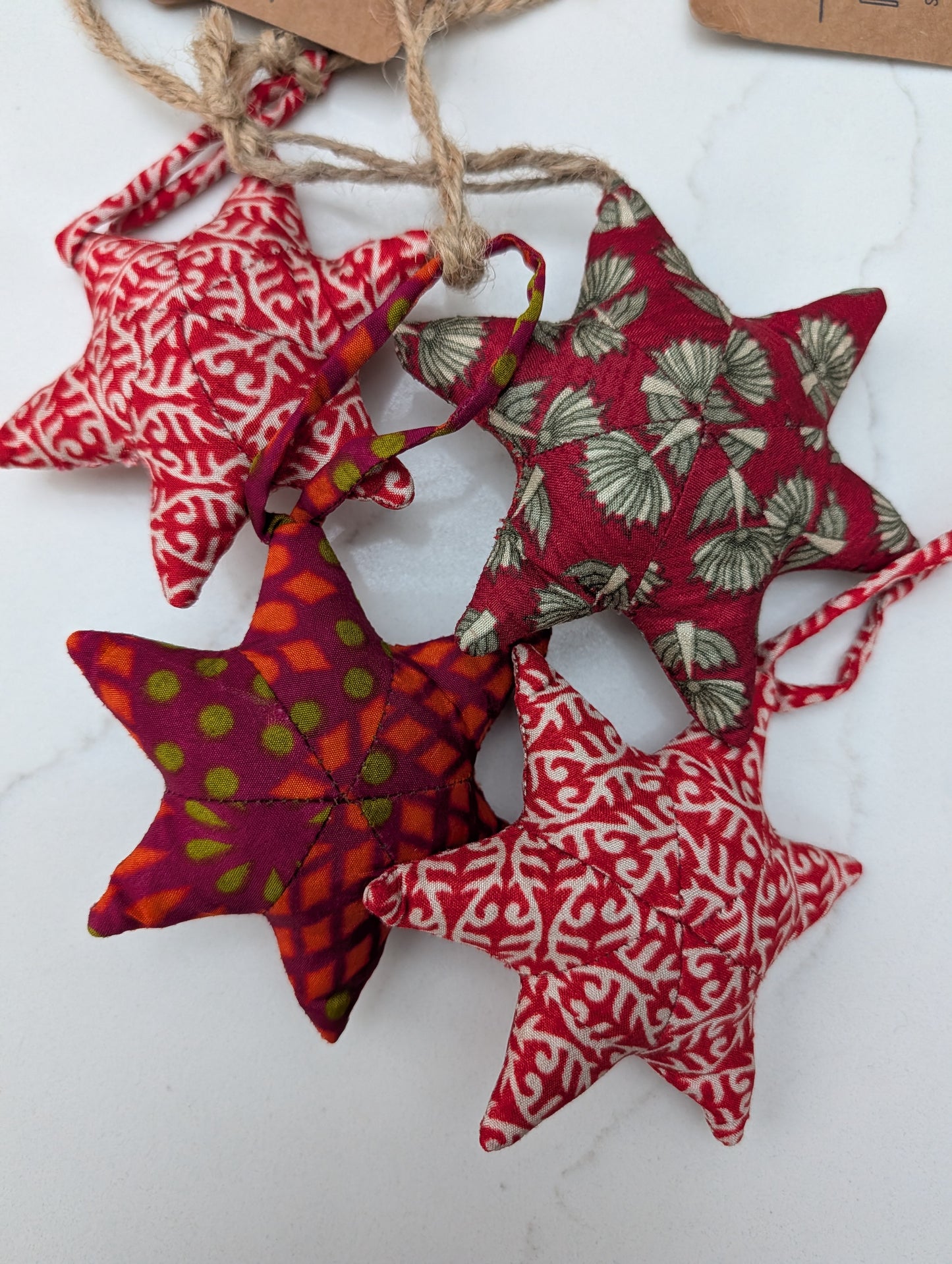 Upcycled Sari Hanging Star Decorations