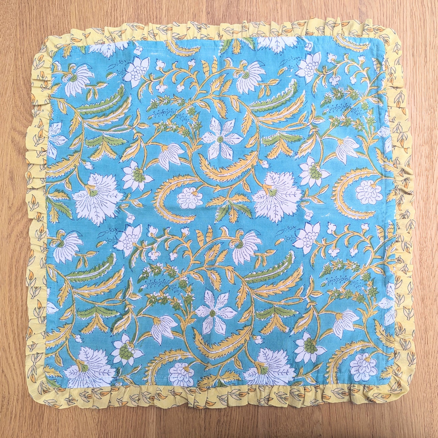 Block Print Napkins with Upcycled Sari Border