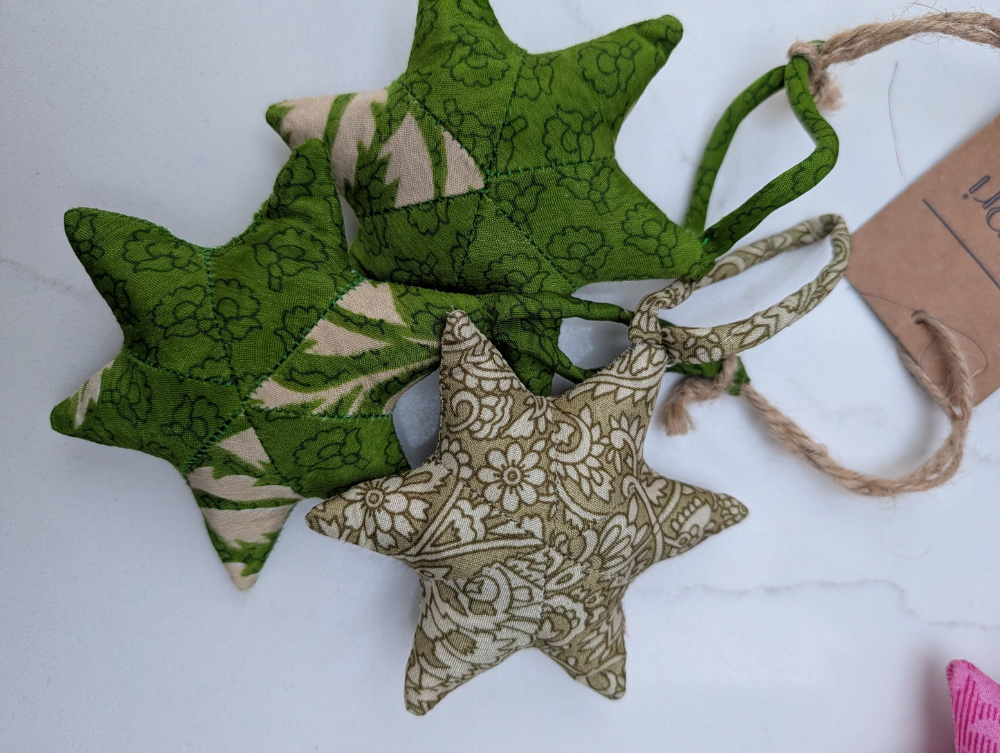Upcycled Sari Hanging Star Decorations