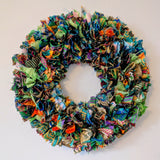 Handmade Upcycled Sari Rag Wreath