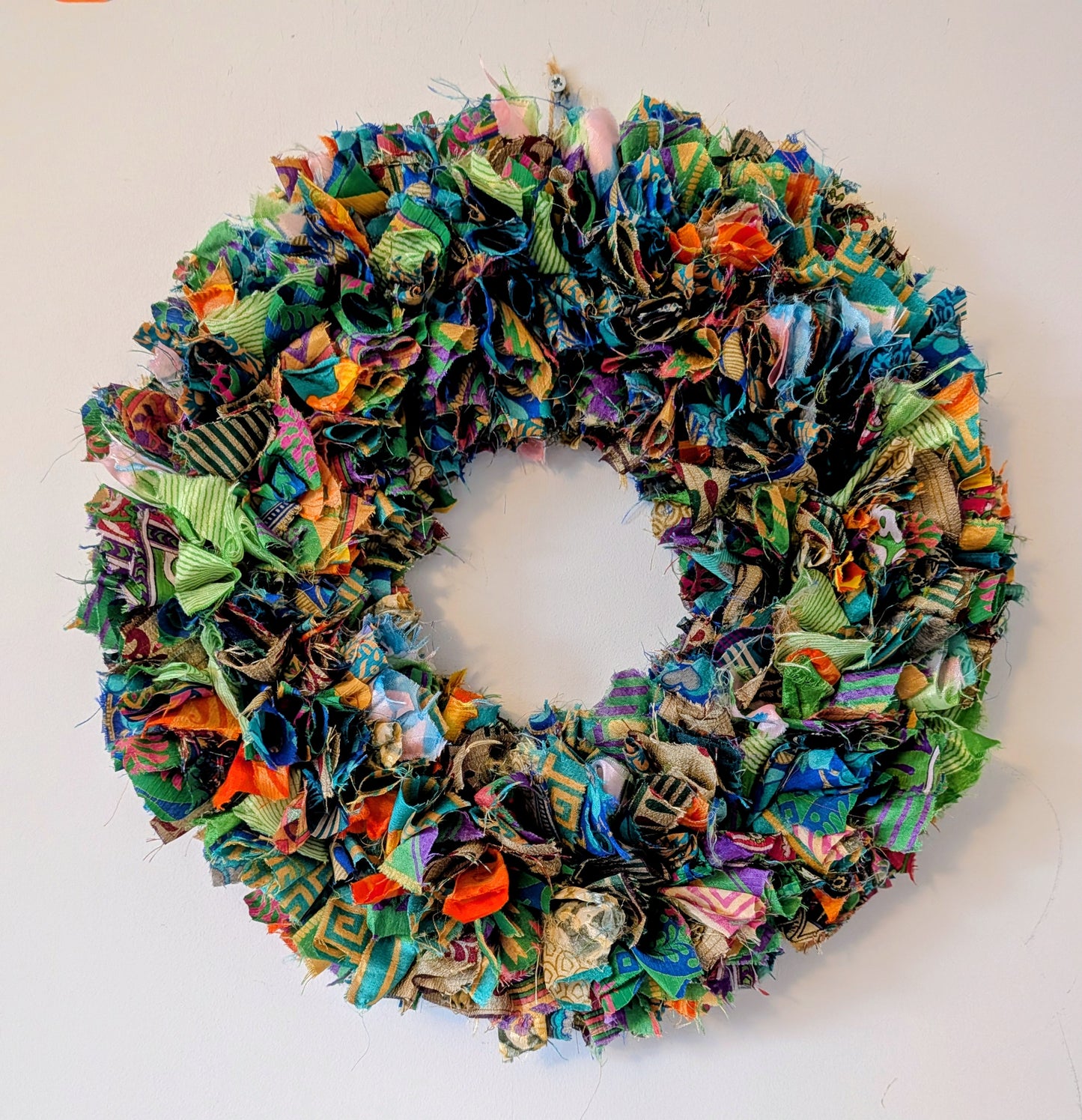 Handmade Upcycled Sari Rag Wreath