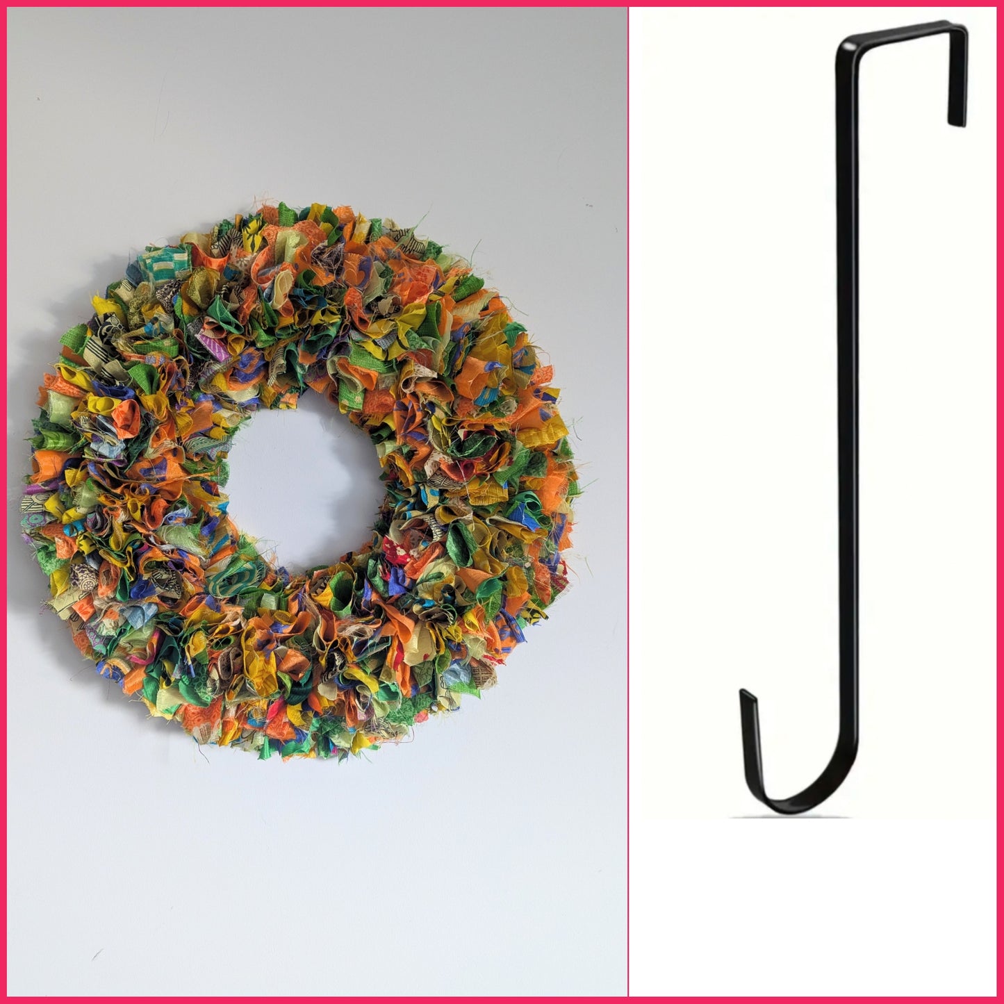 Handmade Upcycled Sari Rag Wreath