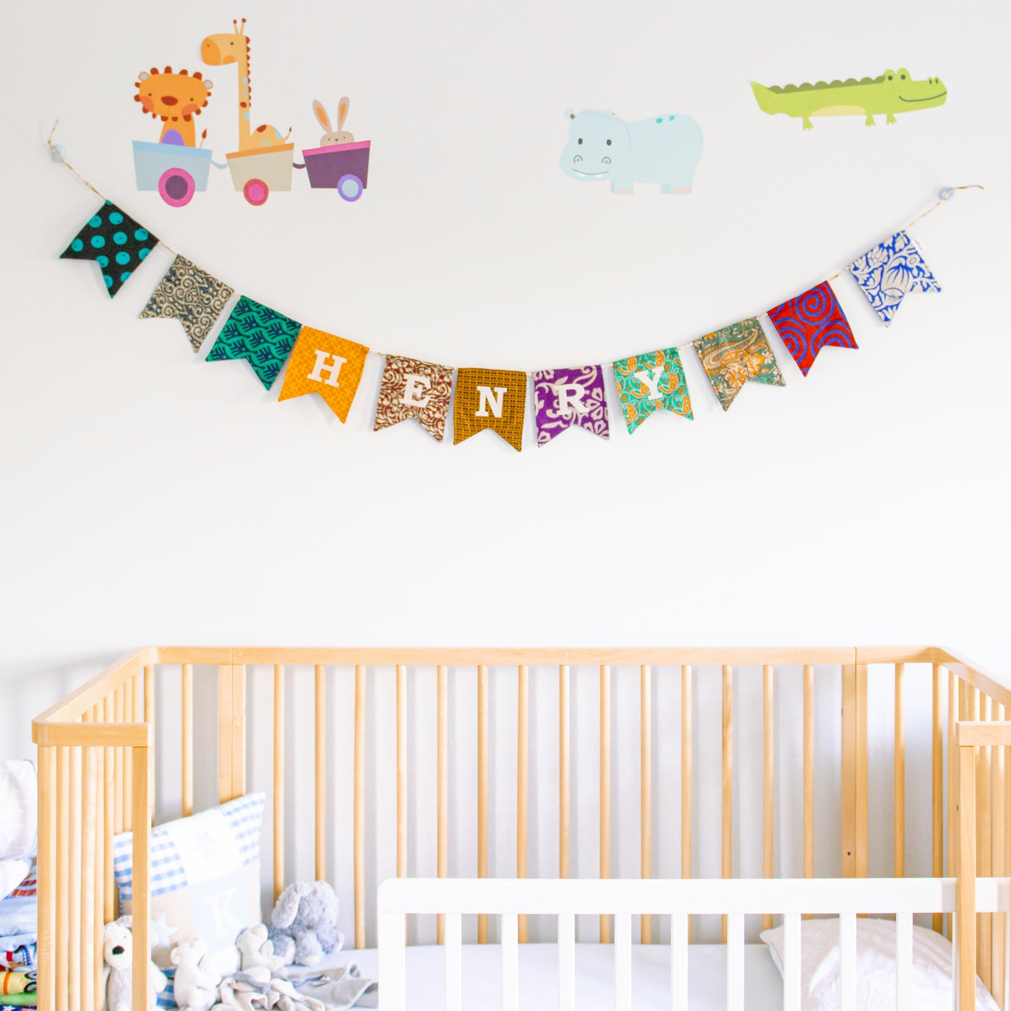 Colourful Bunting hanging above nursery