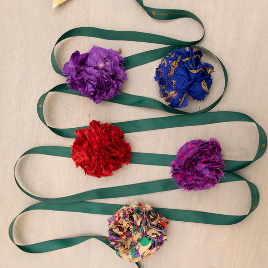 Upcycled Sari Pom Pom Baubles 3 pack