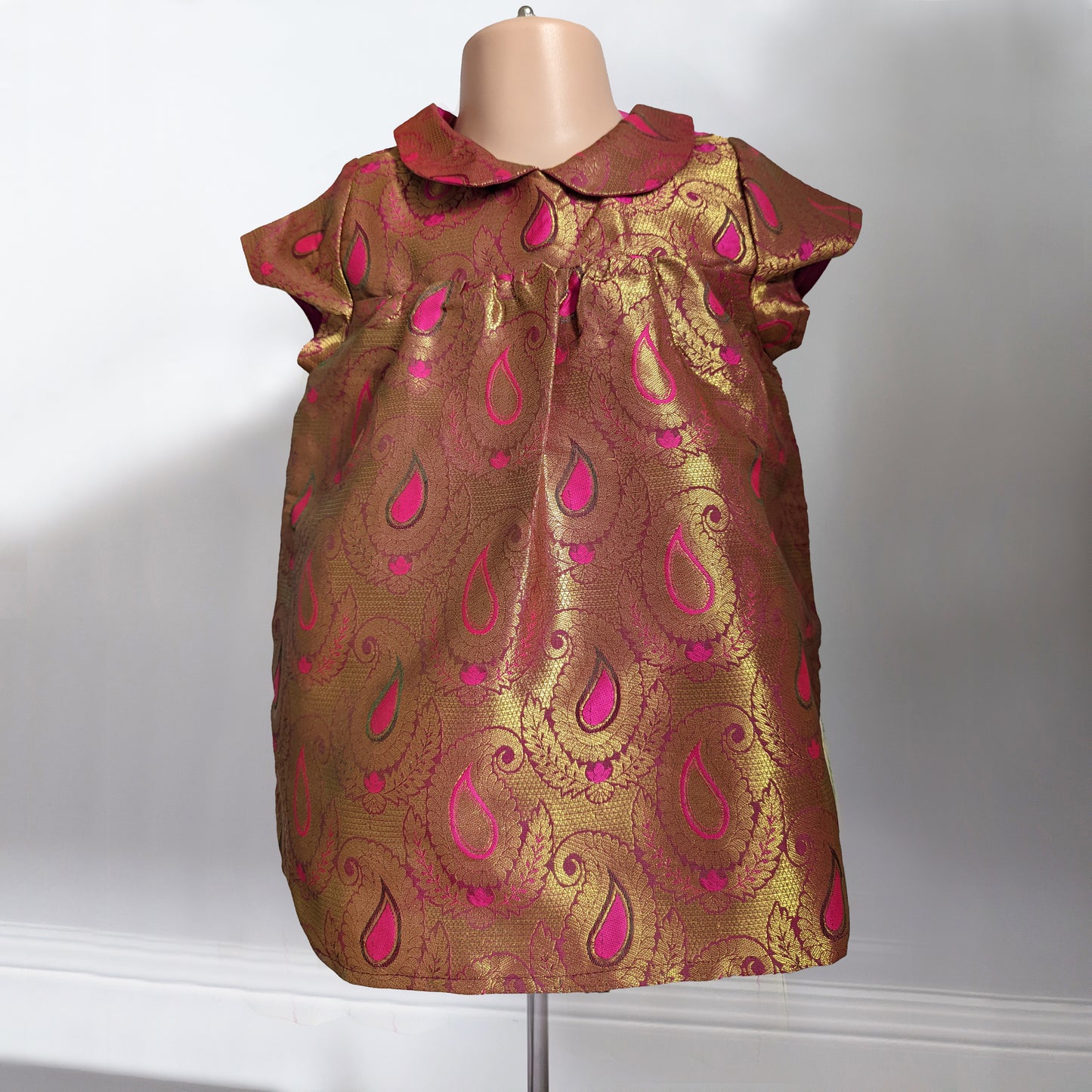 Baby Girl Kala Dress Gold Fuchsia