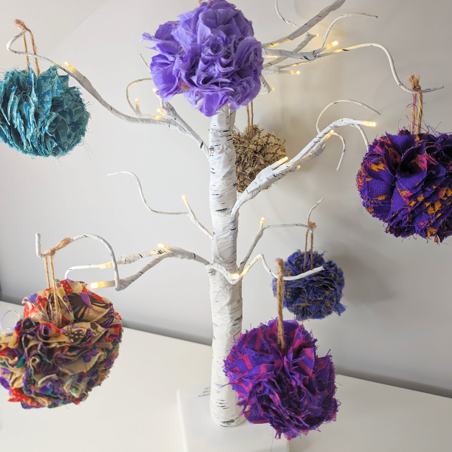 Upcycled Sari Pom Pom Baubles 3 pack