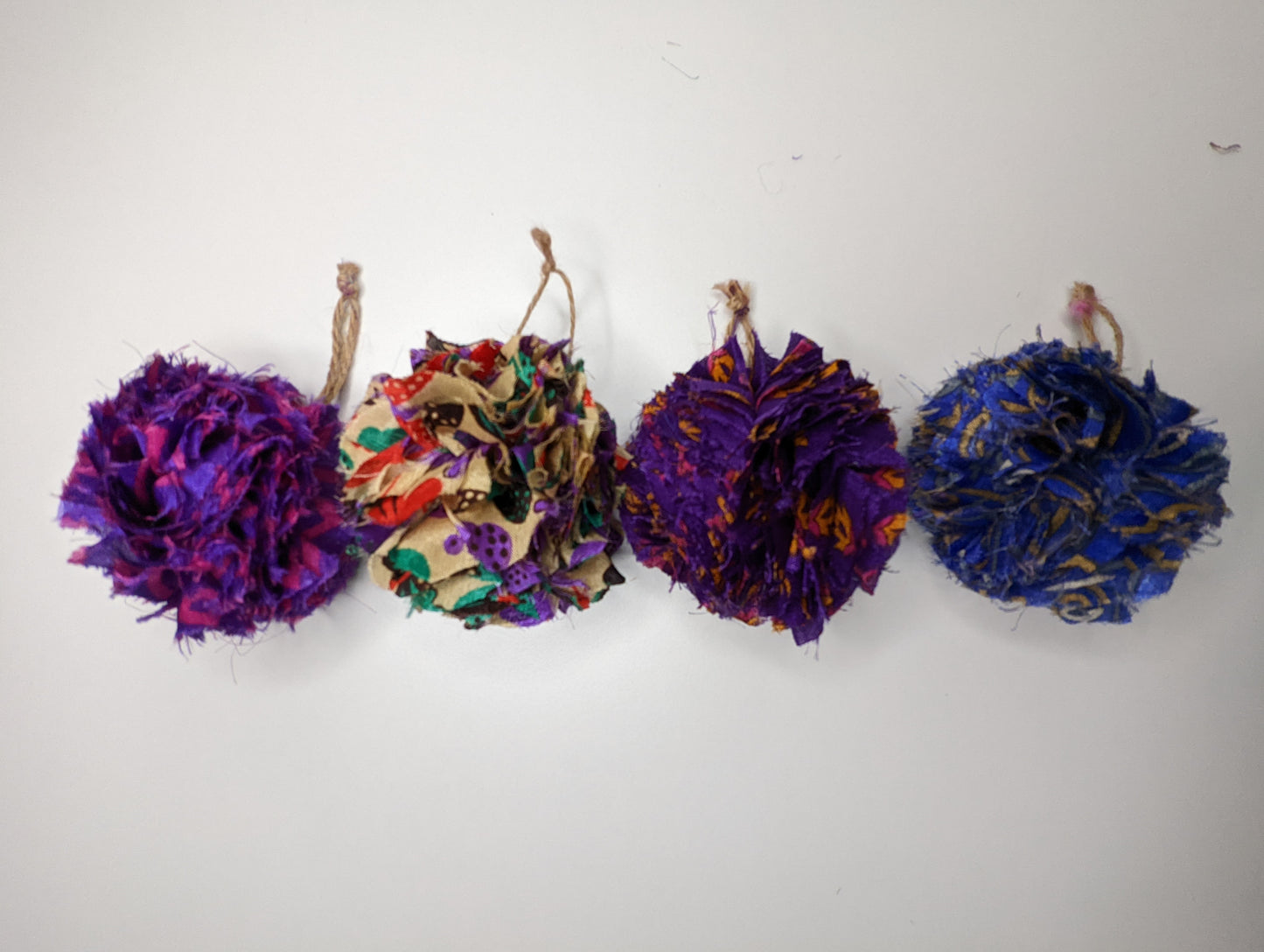 Upcycled Sari Pom Pom Baubles 3 pack