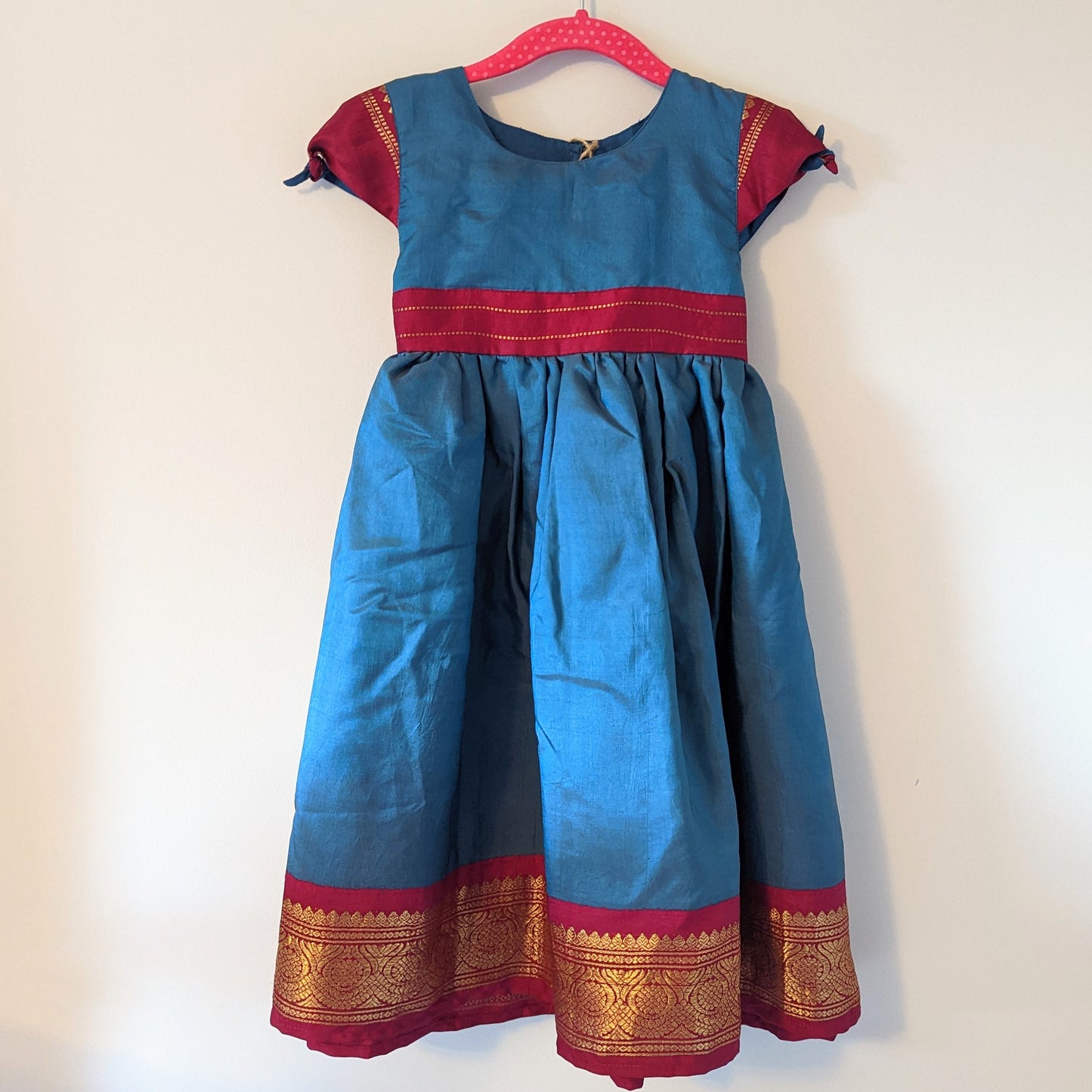 Silk Azure Party Dress For Girls