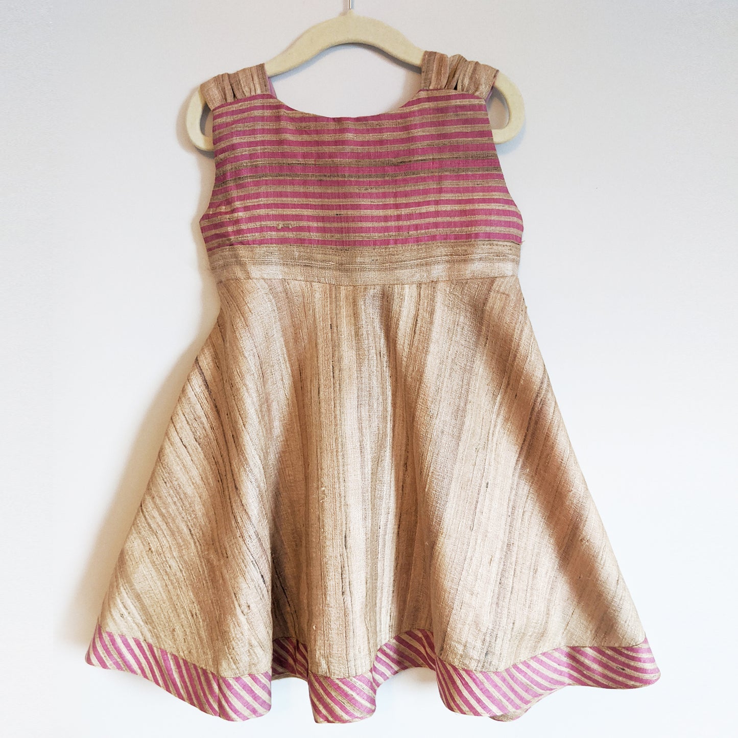 Blush Raw Silk Girls Party Dress