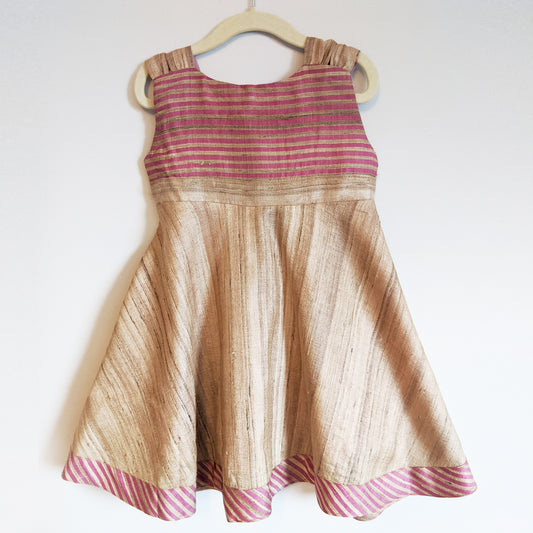 Blush Raw Silk Girls Party Dress